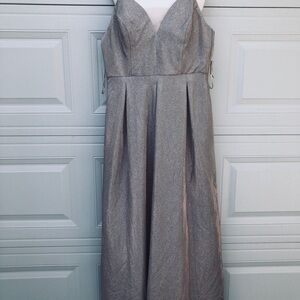 Elegant Silver Evening Gown BARGAIN Crystal Doll Silver Sparkling Gown Sz 15